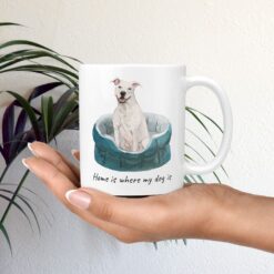 Home is where my dog is American Staffordshire terrier dog mug (Illustrated collection) 12 Home is where my dog is American Staffordshire terrier mug in hand plant