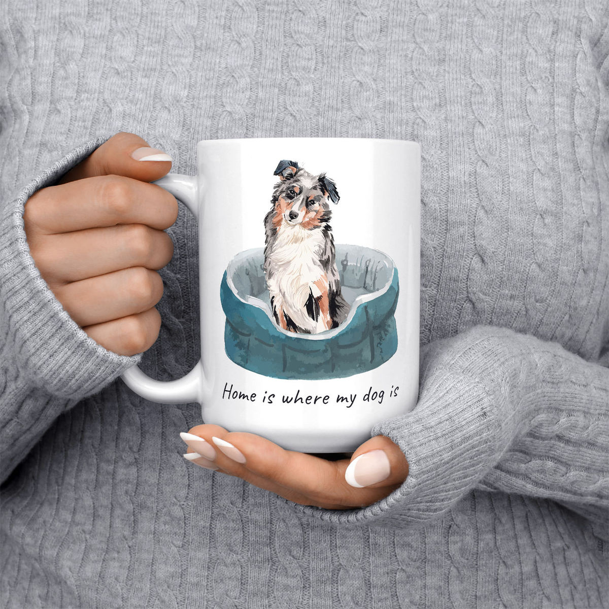 Home is where my dog is Australian Shepherd dog mug (Illustrated collection) 6 Home is where my dog is Australian Shepherd dog mug (Illustrated collection) - Image 4