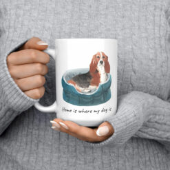 Home is where my dog is Basset Hound dog mug (Illustrated collection) 13 Home is where my dog is Basset Hound 15oz jumper front