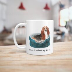 Home is where my dog is Basset Hound dog mug (Illustrated collection) 15 Home is where my dog is Basset Hound handle left kitchen