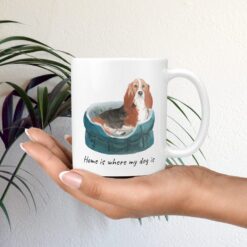 Home is where my dog is Basset Hound dog mug (Illustrated collection) 11 Home is where my dog is Basset Hound mug in hand plant