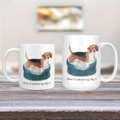 Home is where my dog is Beagle dog mug (Illustrated collection) 13 Home is where my dog is Beagle 11oz and 15oz comparison TV Room