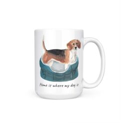 Home is where my dog is Beagle dog mug (Illustrated collection) 19 Home is where my dog is Beagle 15oz handle right white