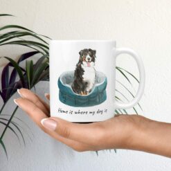 Home is where my dog is Bernese Mountain Dog dog mug (Illustrated collection) 11 Home is where my dog is Bernese Mountain Dog mug in hand plant