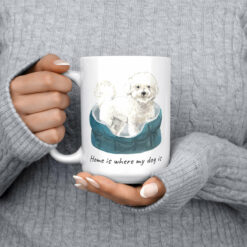 Home is where my dog is Bichon Frise dog mug (Illustrated collection) 13 Home is where my dog is Bichon Frise 15oz jumper front