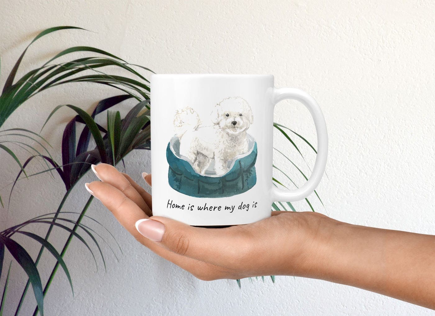 Home is where my dog is Bichon Frise dog mug (Illustrated collection) 3 Home is where my dog is Bichon Frise dog mug (Illustrated collection) - Image 2