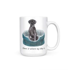 Home is where my dog is Black Lab dog mug (Illustrated collection) 19 Home is where my dog is Black Lab 15oz handle right white