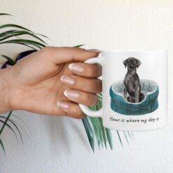 Home is where my dog is Black Lab dog mug (Illustrated collection) 17 Home is where my dog is Black Lab hand holding plant