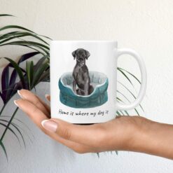 Home is where my dog is Black Lab dog mug (Illustrated collection) 12 Home is where my dog is Black Lab mug in hand plant