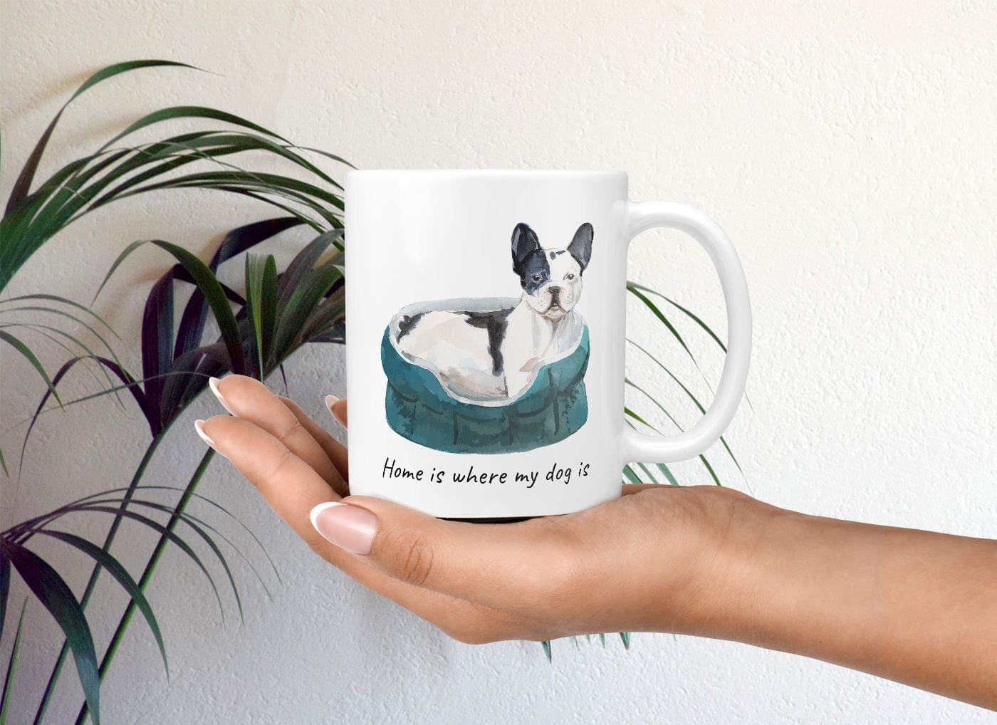Home is where my dog is Black&white French bulldog dog mug (Illustrated collection) 4 Home is where my dog is Black&white French bulldog dog mug (Illustrated collection) - Image 2
