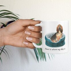 Home is where my dog is BloodHound hand holding plant