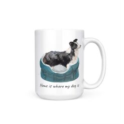 Home is where my dog is Border Collie dog mug (Illustrated collection) 19 Home is where my dog is Border Collie 15oz handle right white