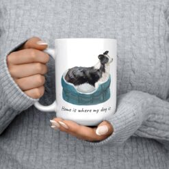 Home is where my dog is Border Collie dog mug (Illustrated collection) 14 Home is where my dog is Border Collie 15oz jumper front