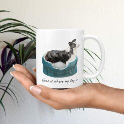 Home is where my dog is Border Collie dog mug (Illustrated collection) 12 Home is where my dog is Border Collie mug in hand plant