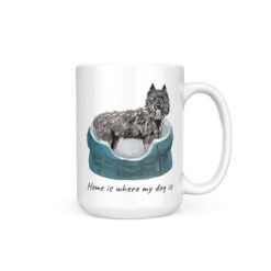 Home is where my dog is Bouvier des Flandres 15oz handle right white