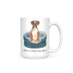 Home is where my dog is Boxer dog mug (Illustrated collection) 19 Home is where my dog is Boxer 15oz handle right white