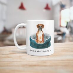 Home is where my dog is Boxer dog mug (Illustrated collection) 16 Home is where my dog is Boxer handle left kitchen