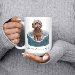 Home is where my dog is Brown Cockapoo dog mug (Illustrated collection) 14 Home is where my dog is Brown Cockapoo 15oz jumper front