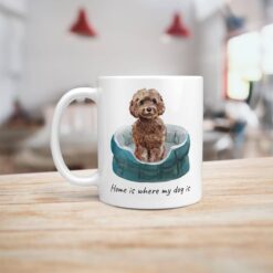 Home is where my dog is Brown Cockapoo dog mug (Illustrated collection) 16 Home is where my dog is Brown Cockapoo handle left kitchen