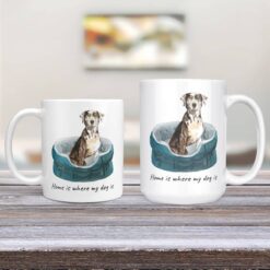 Home is where my dog is Catahoula Leopard Dog dog mug (Illustrated collection) 13 Home is where my dog is Catahoula Leopard Dog 11oz and 15oz comparison TV Room