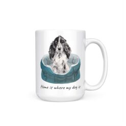 Home is where my dog is Cocker Spaniel dog mug (Illustrated collection) 19 Home is where my dog is Cocker Spaniel 15oz handle right white