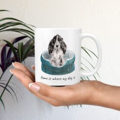 Home is where my dog is Cocker Spaniel dog mug (Illustrated collection) 12 Home is where my dog is Cocker Spaniel mug in hand plant