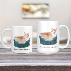 Home is where my dog is Corgi dog mug (Illustrated collection) 13 Home is where my dog is Corgi 11oz and 15oz comparison TV Room