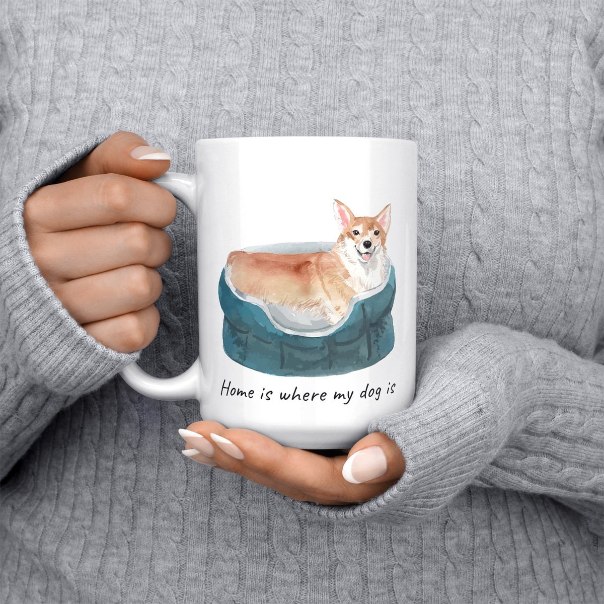 Home is where my dog is Corgi dog mug (Illustrated collection) 6 Home is where my dog is Corgi dog mug (Illustrated collection) - Image 4