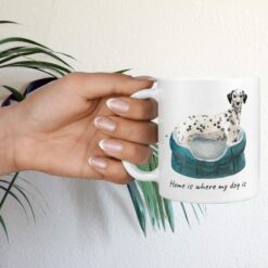 Home is where my dog is Dalmatian hand holding plant