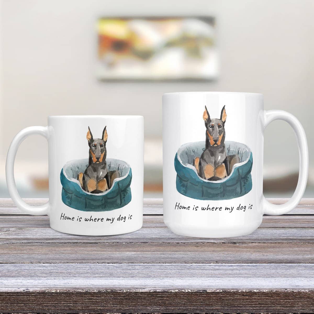 Home is where my dog is Doberman dog mug (Illustrated collection) 5 Home is where my dog is Doberman dog mug (Illustrated collection) - Image 3