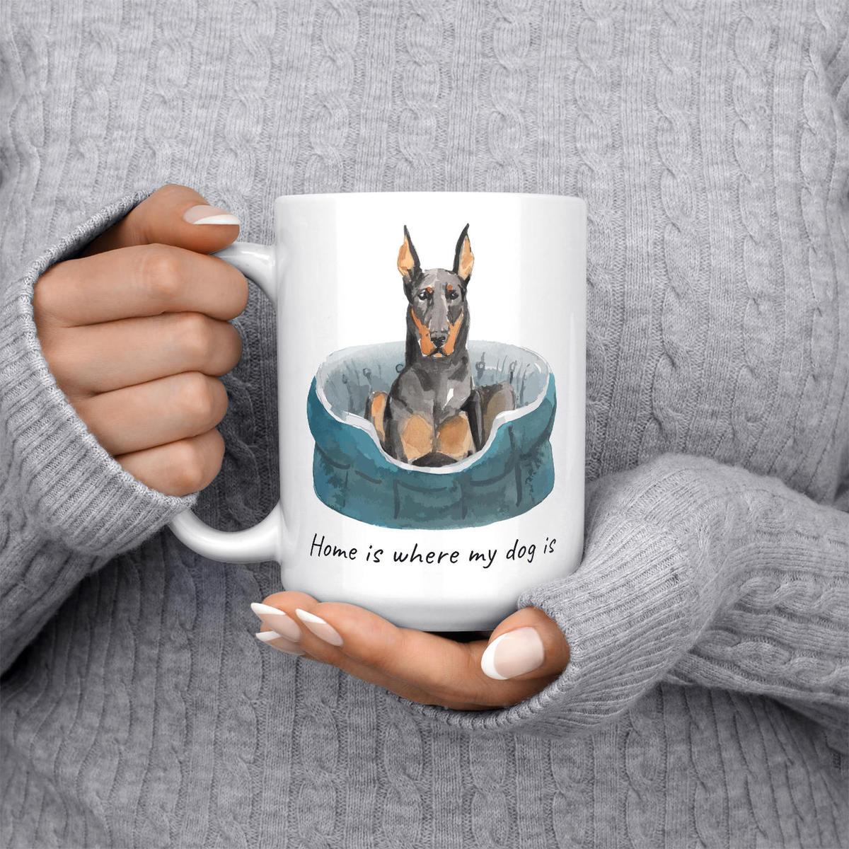 Home is where my dog is Doberman dog mug (Illustrated collection) 6 Home is where my dog is Doberman dog mug (Illustrated collection) - Image 4