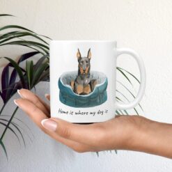 Home is where my dog is Doberman dog mug (Illustrated collection) 12 Home is where my dog is Doberman mug in hand plant