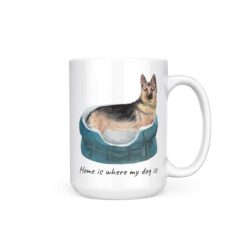 Home is where my dog is German Shepherd dog mug (Illustrated collection) 19 Home is where my dog is German Shepherd 15oz handle right white