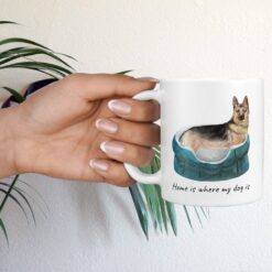 Home is where my dog is German Shepherd dog mug (Illustrated collection) 17 Home is where my dog is German Shepherd hand holding plant