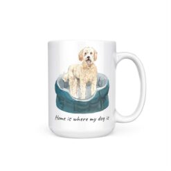 Home is where my dog is Golden Doodle dog mug (Illustrated collection) 19 Home is where my dog is Golden Doodle 15oz handle right white