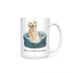 Home is where my dog is Golden Retriever dog mug (Illustrated collection) 19 Home is where my dog is Golden Retriever 15oz handle right white