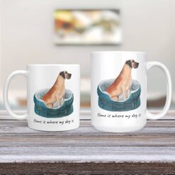 Home is where my dog is Great Dane dog mug (Illustrated collection) 13 Home is where my dog is Great Dane 11oz and 15oz comparison TV Room