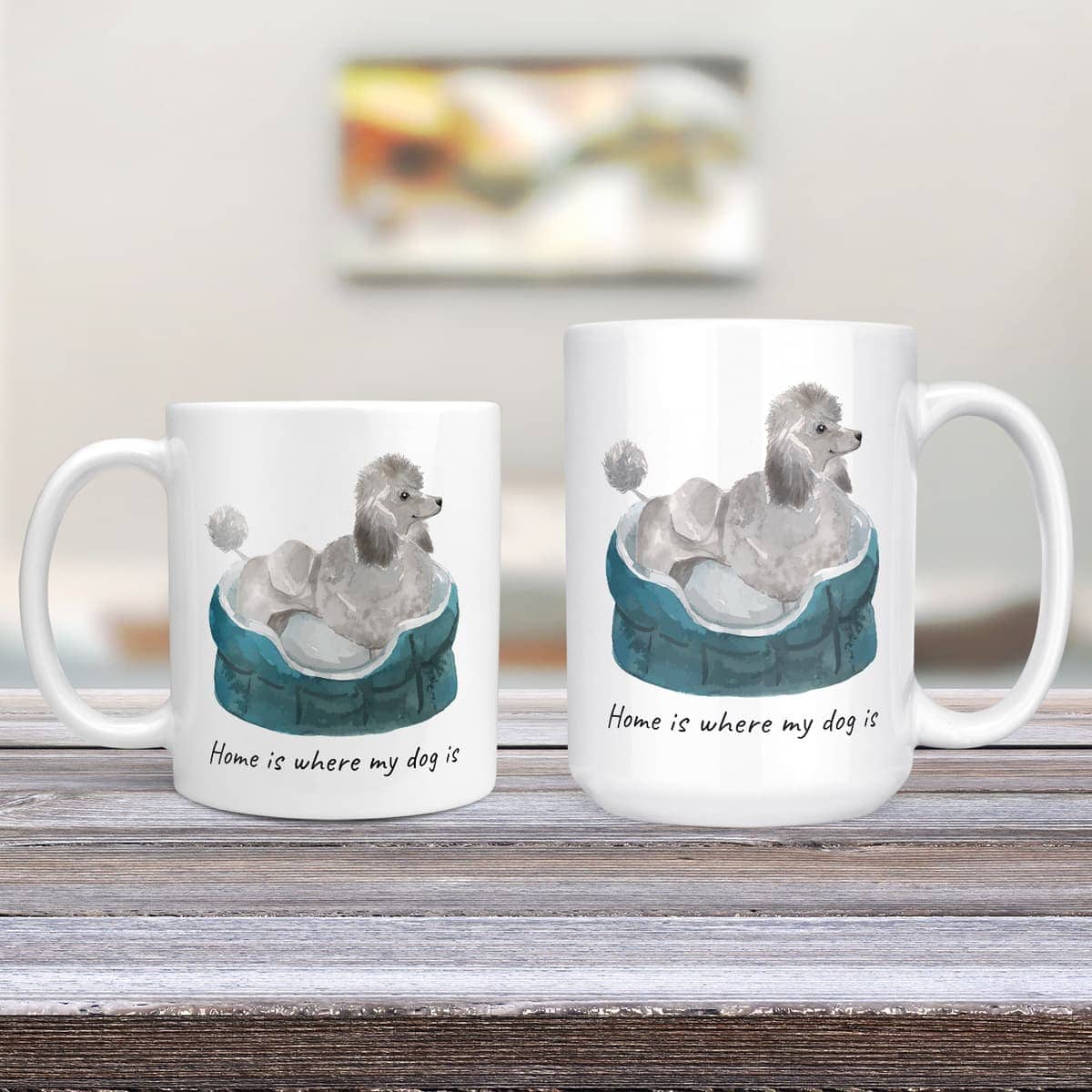 Home is where my dog is Grey Poodle dog mug (Illustrated collection) 5 Home is where my dog is Grey Poodle dog mug (Illustrated collection) - Image 3