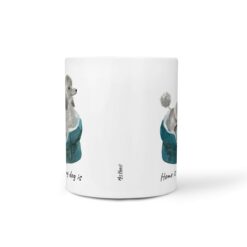 Home is where my dog is Grey Poodle dog mug (Illustrated collection) 18 Home is where my dog is Grey Poodle front view White