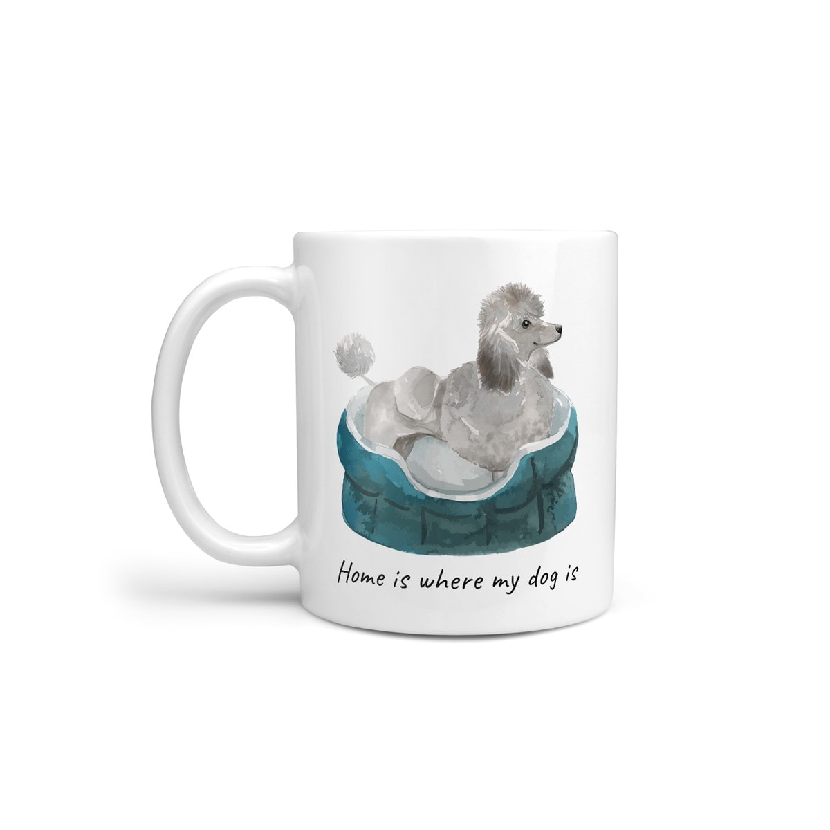 Home is where my dog is Grey Poodle dog mug (Illustrated collection) 3 Home is where my dog is Grey Poodle dog mug (Illustrated collection)