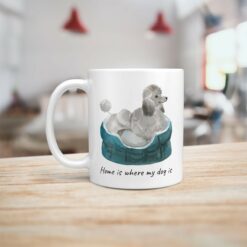 Home is where my dog is Grey Poodle dog mug (Illustrated collection) 16 Home is where my dog is Grey Poodle handle left kitchen