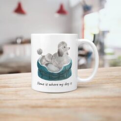 Home is where my dog is Grey Poodle dog mug (Illustrated collection) 15 Home is where my dog is Grey Poodle handle right kitchen