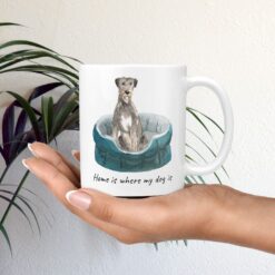 Home is where my dog is Irish Wolf Hound mug in hand plant