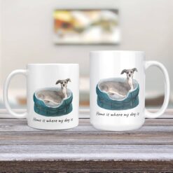 Home is where my dog is Italian greyhound dog mug (Illustrated collection) 13 Home is where my dog is Italian greyhound 11oz and 15oz comparison TV Room