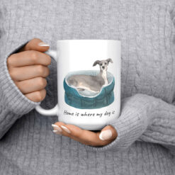 Home is where my dog is Italian greyhound dog mug (Illustrated collection) 14 Home is where my dog is Italian greyhound 15oz jumper front
