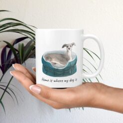 Home is where my dog is Italian greyhound dog mug (Illustrated collection) 12 Home is where my dog is Italian greyhound mug in hand plant