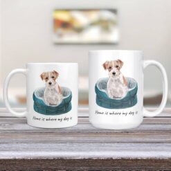 Home is where my dog is Jack Russel 11oz and 15oz comparison TV Room