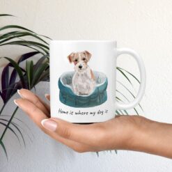 Home is where my dog is Jack Russel mug in hand plant