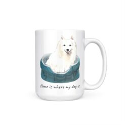 Home is where my dog is Japanese Spitz dog mug (Illustrated collection) 19 Home is where my dog is Japanese Spitz 15oz handle right white