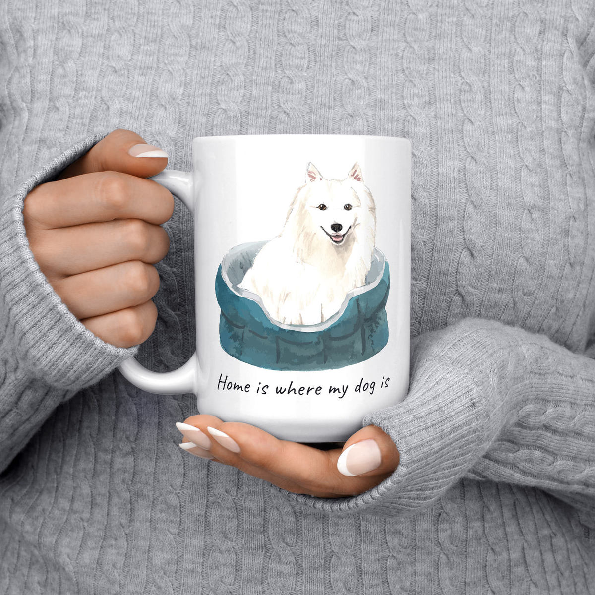 Home is where my dog is Japanese Spitz dog mug (Illustrated collection) 6 Home is where my dog is Japanese Spitz dog mug (Illustrated collection) - Image 4